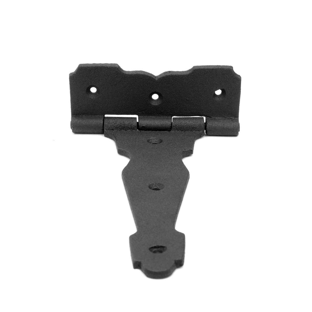 T Strap Gate Hinges with Hardware 6 1/2 in. Black Rust Resistant Cast Iron Flush Mount Heavy Duty Gate Hinges