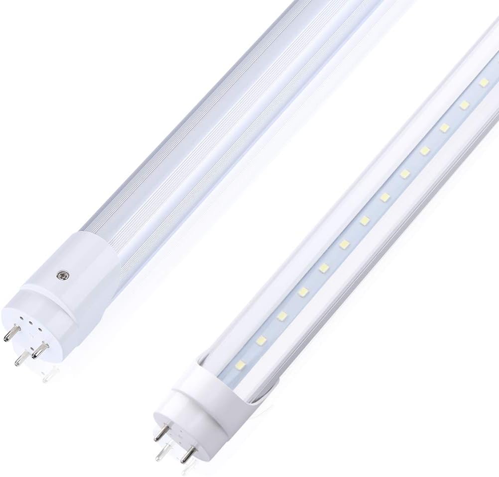 T8 4FT 48" 18W LED Tube Light, 6000K Cool White, Clear Cover, G13 Base Two Pins,Dual-End Powered, Ballast Need