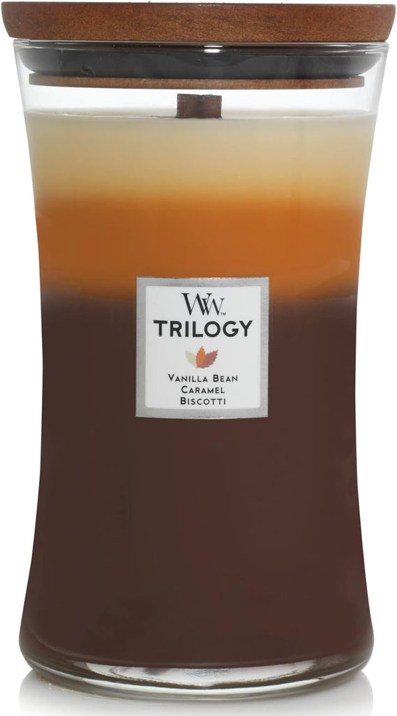 Café Sweets Large Hourglass Trilogy Candle & Warm Woods Medium Hourglass Trilogy Candle, 9.7 oz.