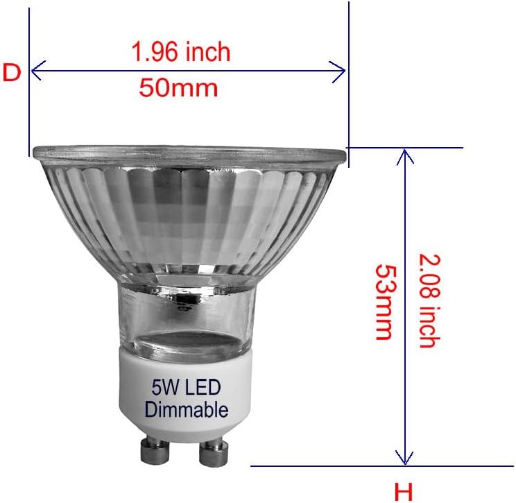 Dimmable 5W GU10 LED Light Bulbs,Daylight 5000K,Range Hood Stove Light&Kitchen Light&Recessed Track Light&Indoor