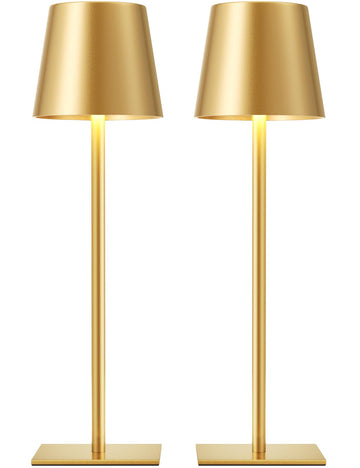 Gold Rechargeable Table Lamp, Cordless Battery Operated Lamp Set
