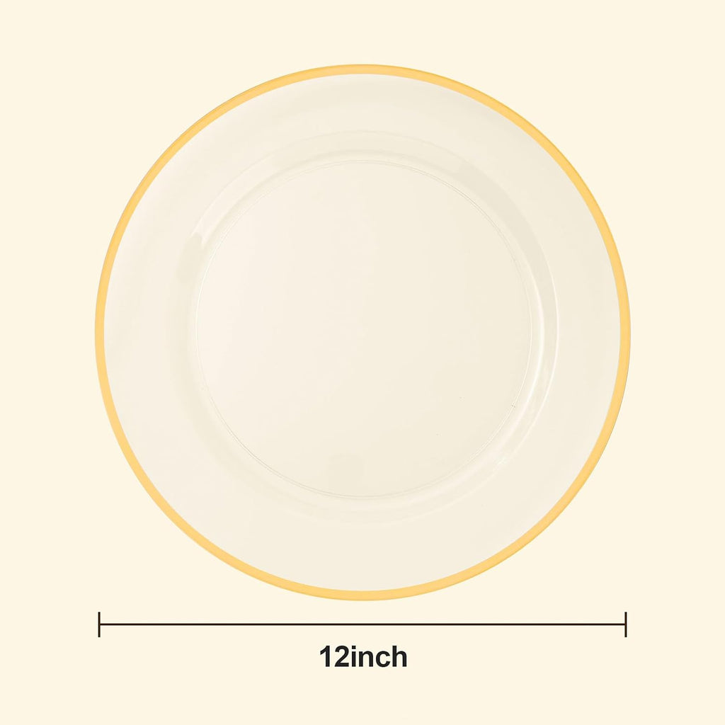 Inch Clear Charger Plates with Gold Rim - Set of 15