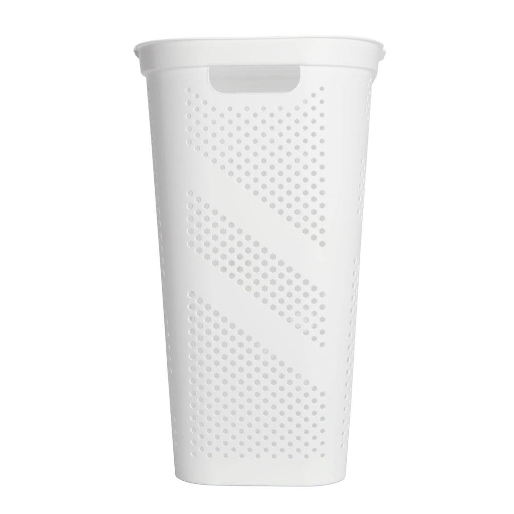 24" Plastic Hinged-Lid Rectangle Laundry Hamper, All Ages, White