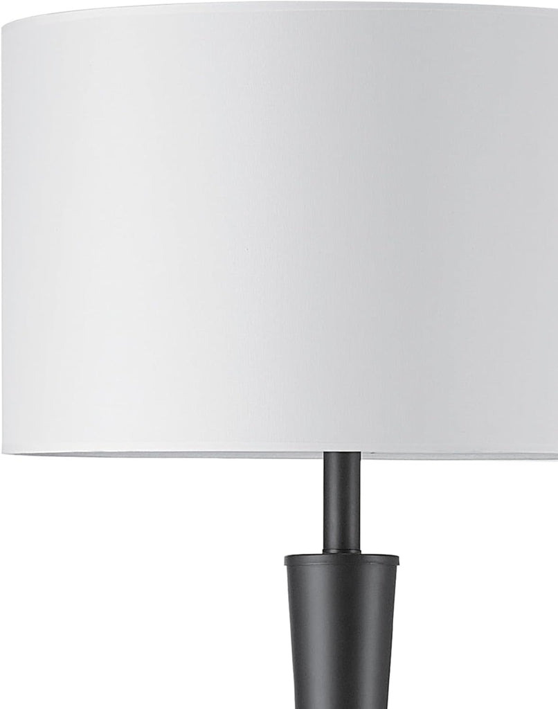 67224 70" Floor Lamp, Matte Black Finish, White Fabric Shade, Modern Tapered Frame, E26 Base