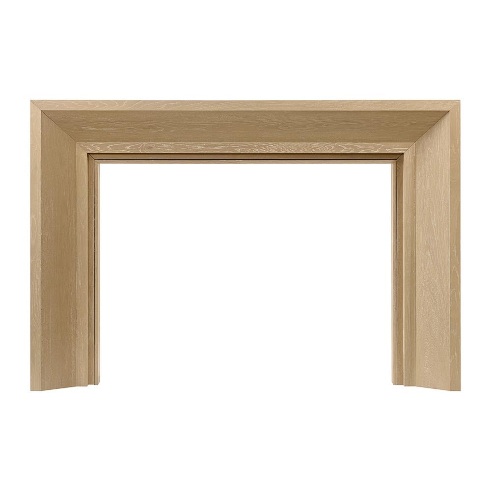 Everly Wood Fireplace Mantel Surround Kit in Whitewash | 56" x 42" Opening | 80" x 54" Overall | Modern Picture Frame