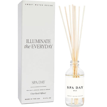 Spa Day Reed Diffuser Set - Sea Salt, Jasmine, Wood, and Cream Scented Diffuser - Relaxing Spa Scent Diffusers, Long