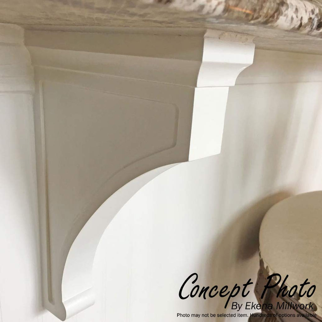 Medium Farmingdale Acanthus Pilaster Wood Corbels, 6 1/4"W x 3 1/8"D x 13 1/2"H, Rubberwood