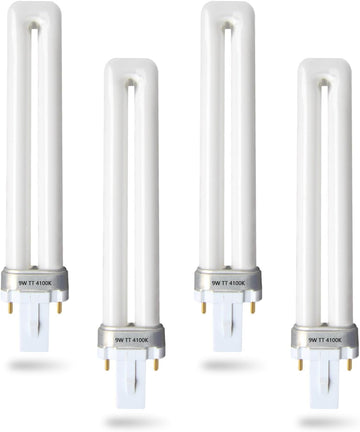 2 Pin 9W Fluorescent Single Tube, 4100K,G23 Base, 4-Pack