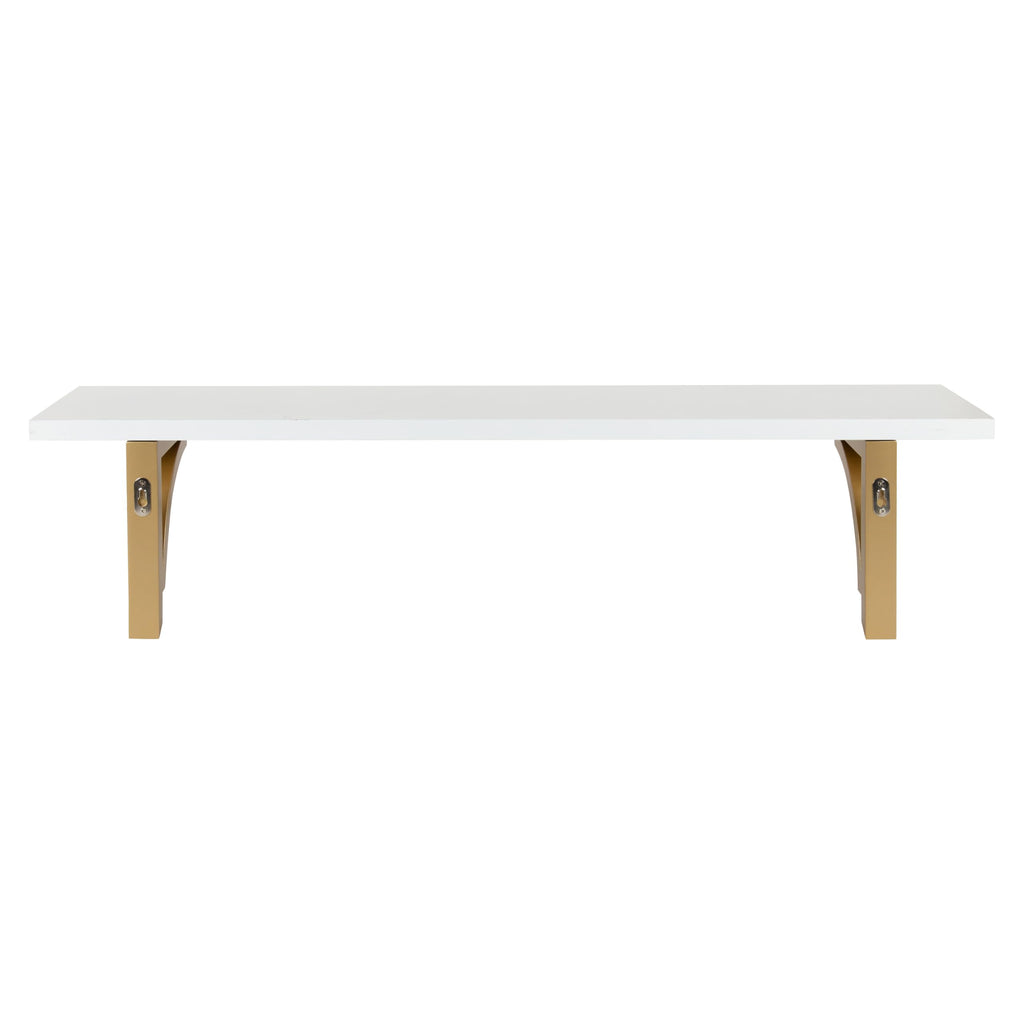 Corblynd Traditional Wood Wall Shelf, 36 inches, White with Gold Corbels