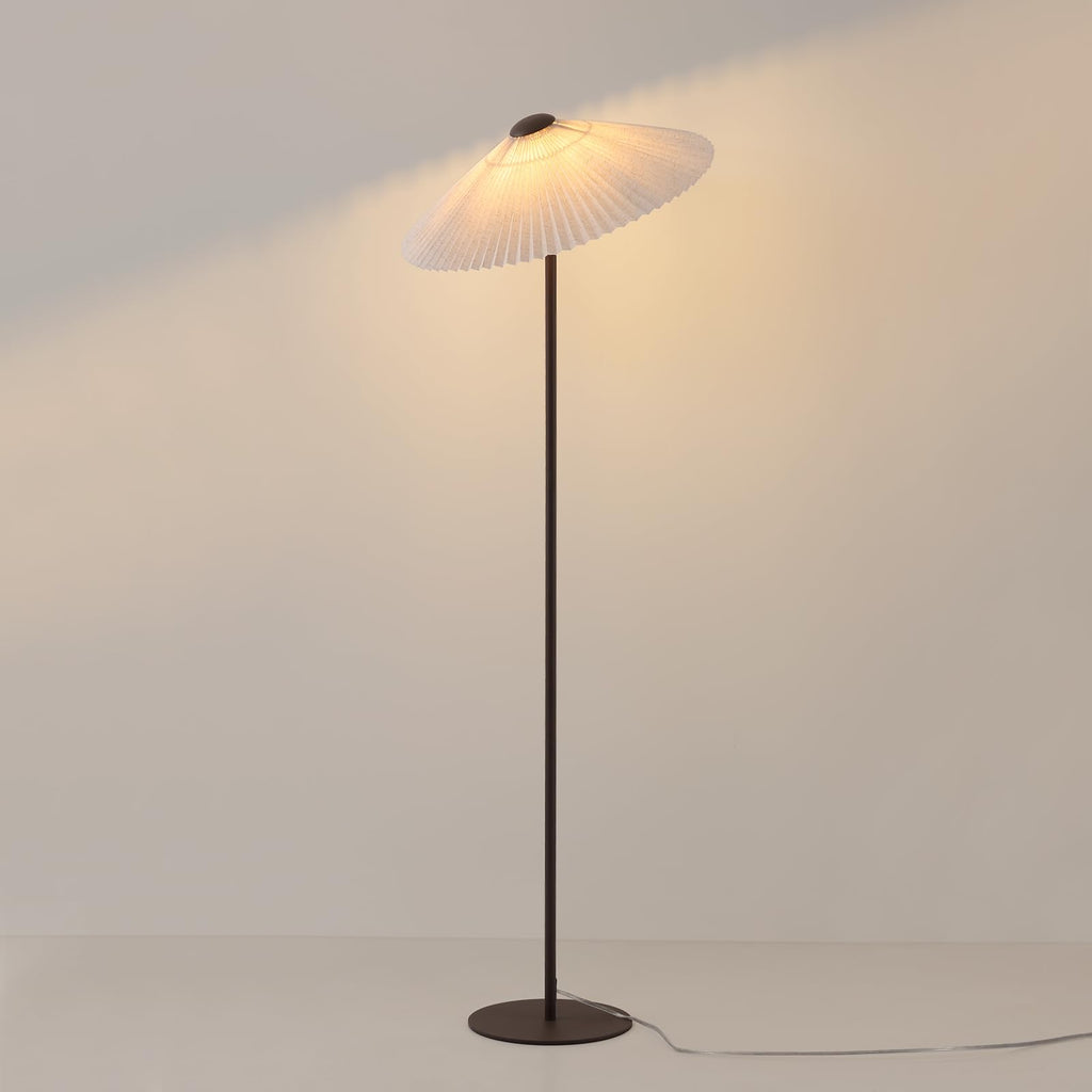Pleated Fabric Floor Lamp with Warm Light Bedroom Brown