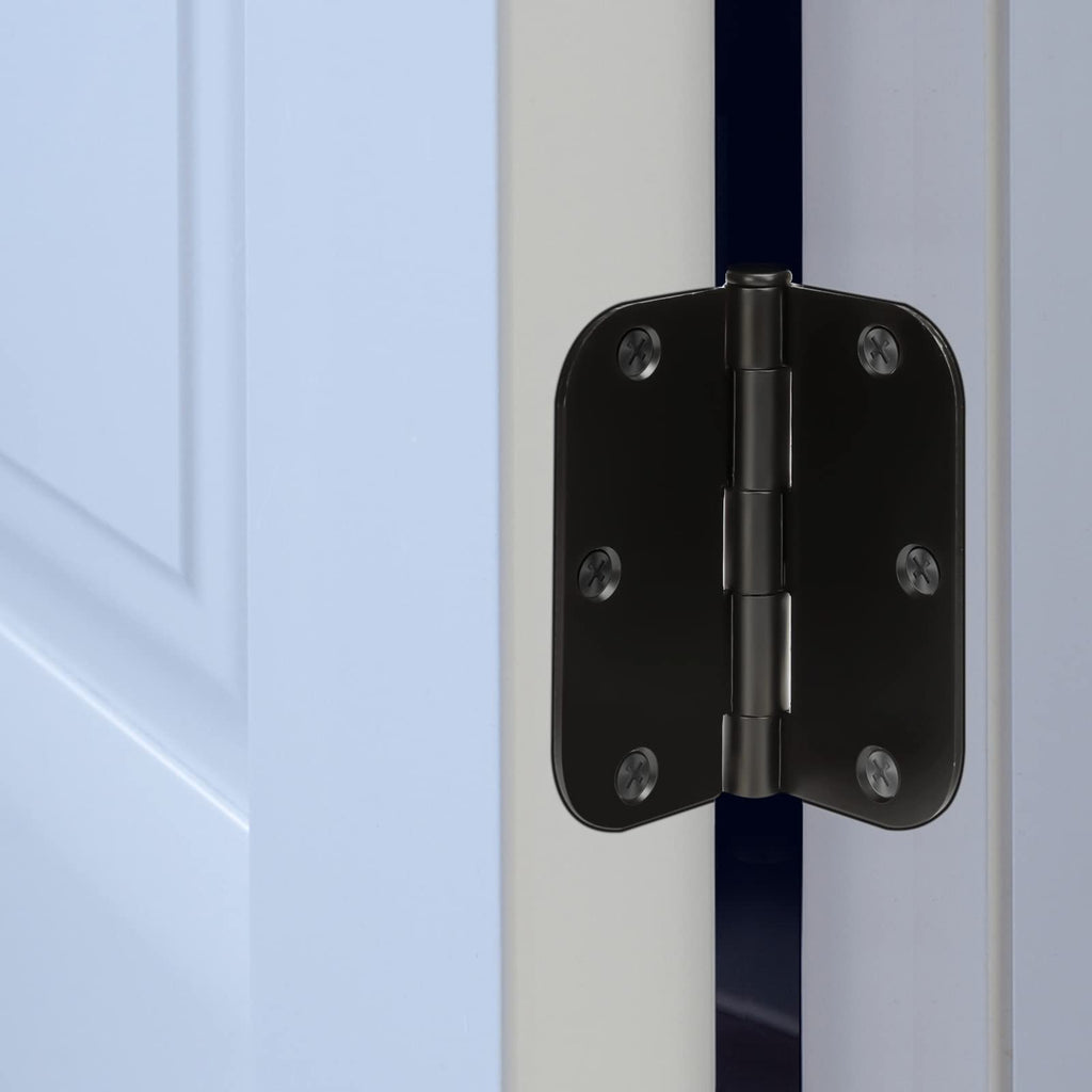 Black 3.5 Inch Interior 18 Pack Door Hinges with 5/8" Radius Corner