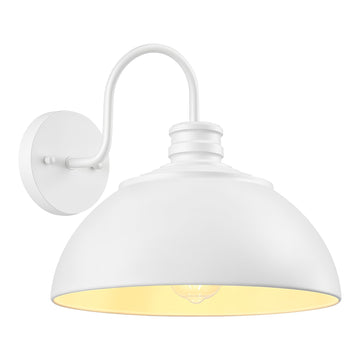 13"Outdoor Light Fixture, Farmhouse Gooseneck Barn Light Outdoor White