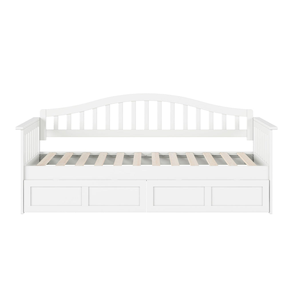 Mission Wood Daybed with Storage Drawers, White