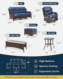 7-Piece Wicker Outdoor Patio Furniture Set - Swivel | Blue with Thick Cushions for Patio, Garden & Porch