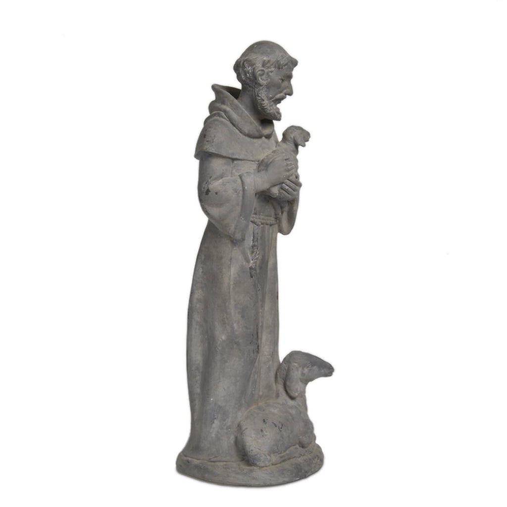 Vintage St Francis Garden Statue - 15.2 Inch Resin Patron of Animal Figurine Saint Francis Sculpture with Sheep for