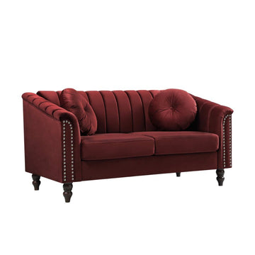60" Loveseat Sofa, Microfiber Chesterfield Upholstered Sofas Love Seat, Couch Chair Sets with Style Button Tufted