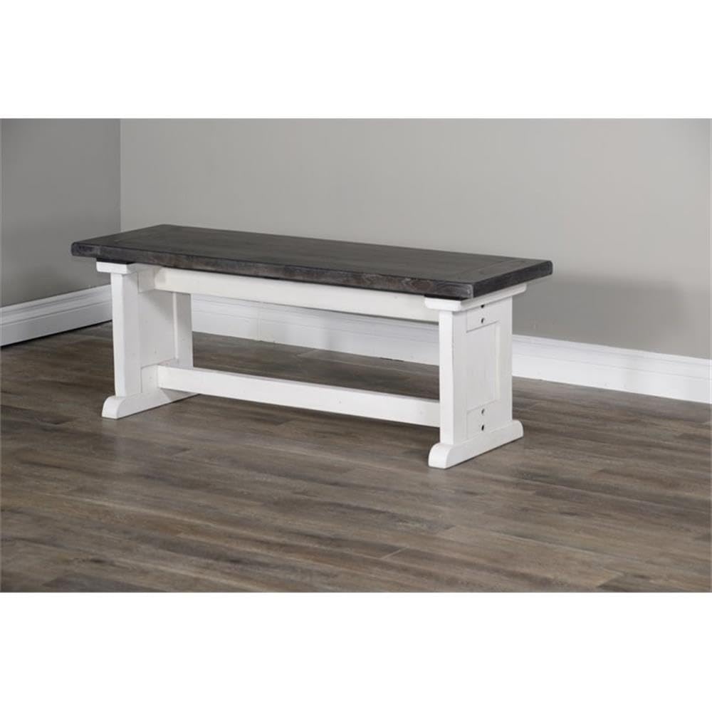 Bayside Farmhouse 4 Piece Wood Breakfast Nook Set in White/Brown