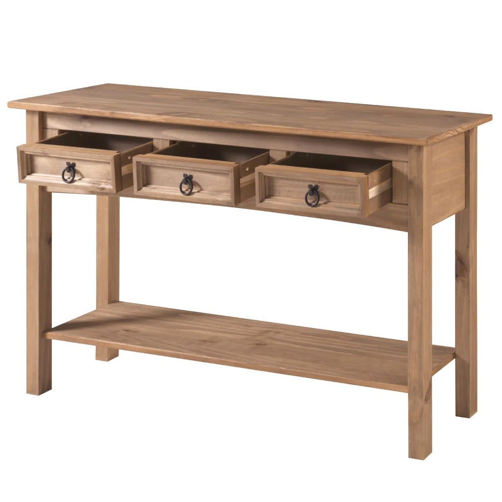 OS Home and Office Furniture Cottage Series Wood Hall Table Console in Brown
