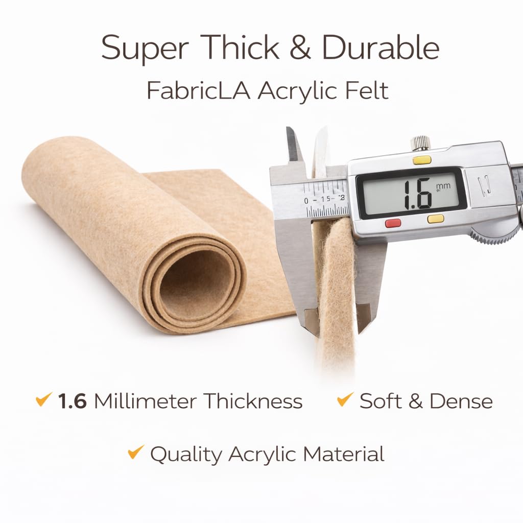 Felt Fabric 72" Wide 1.6mm Thick Acrylic Felt by The Yard - Soft Felt Fabric for DIY Crafts Sewing School Projects