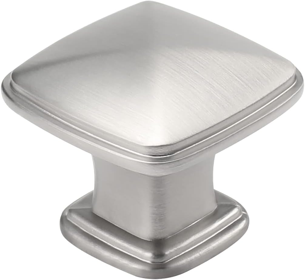 30 Pack Cabinet Knobs Brushed Nickel Drawer Knobs Silver Square Kitchen Hardware Satin Nickel Door Handles ,Zinc Alloy
