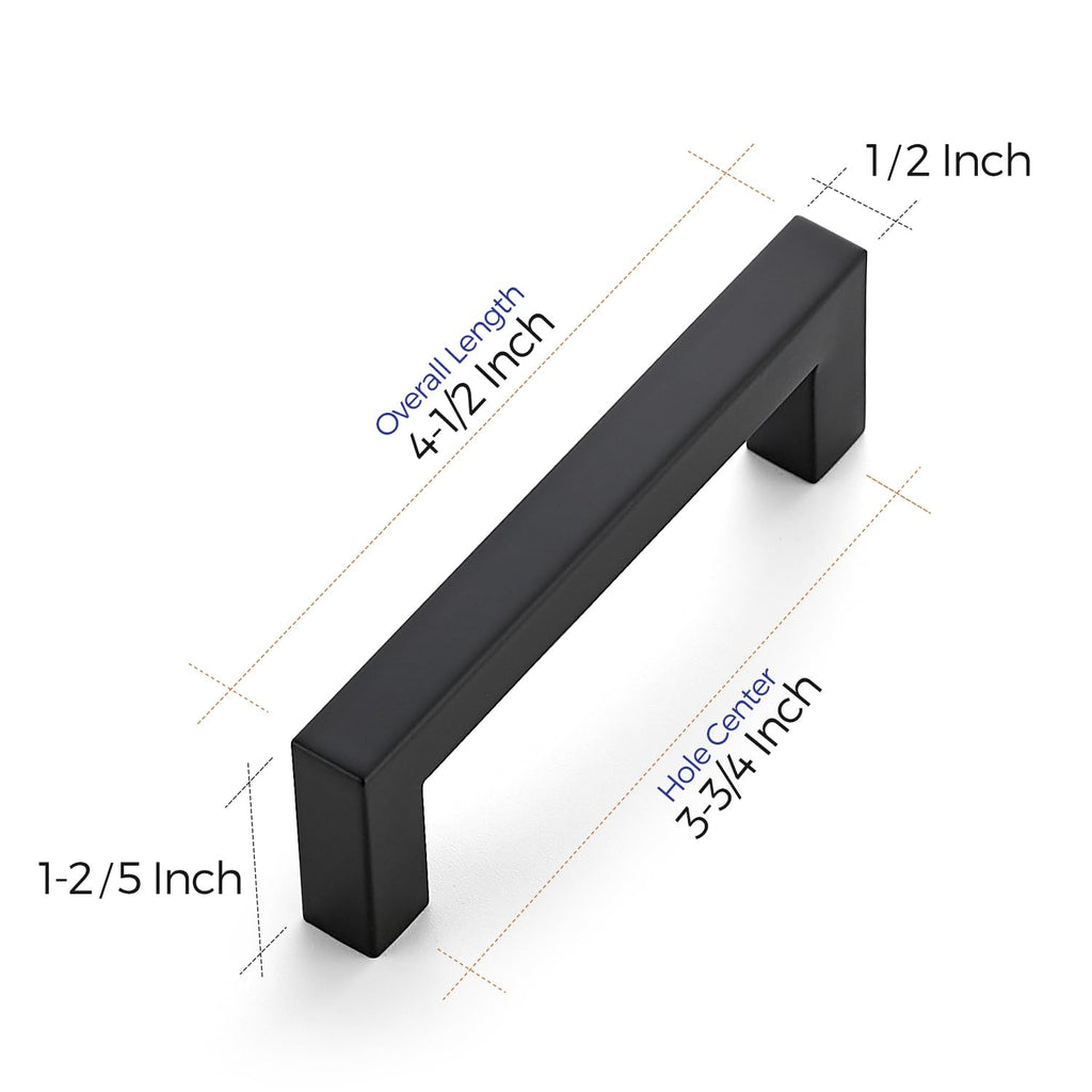 Matte Black Cabinet Handles Drawer Pulls, 3-3/4 Inch, 30 Pack