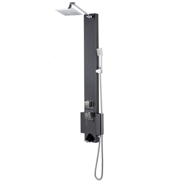 48 inch SPS824A series Stainless Steel Shower Panel Tower with Rainfall Shower Head and Spout (Matte Black)