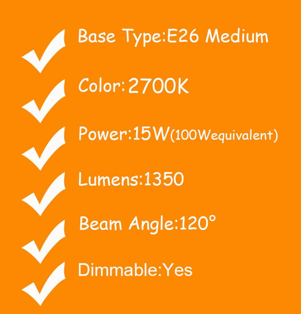 BR30 LED Bulb, 2700K Soft White Flood Lights 15W Equivalent 100W, R30 Dimmable, 1350 Lumens, 15W, E26 Base
