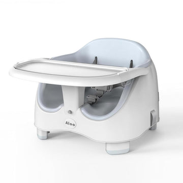 2-in-1 Baby Booster Seat Chair or Floor, Portable Toddler Booster Chair with Removable Double-Layer Tray, Washable PU
