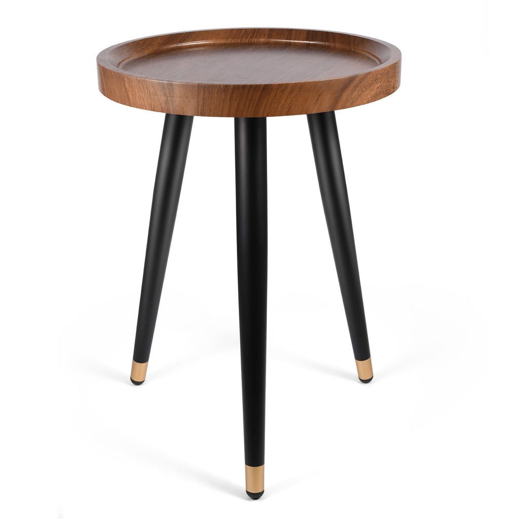 Plant Stand Indoor, Mid Century Walnut Wood Plant Table, Heavy Duty Metal Tall Flower Pot Stand, Modern Round Small