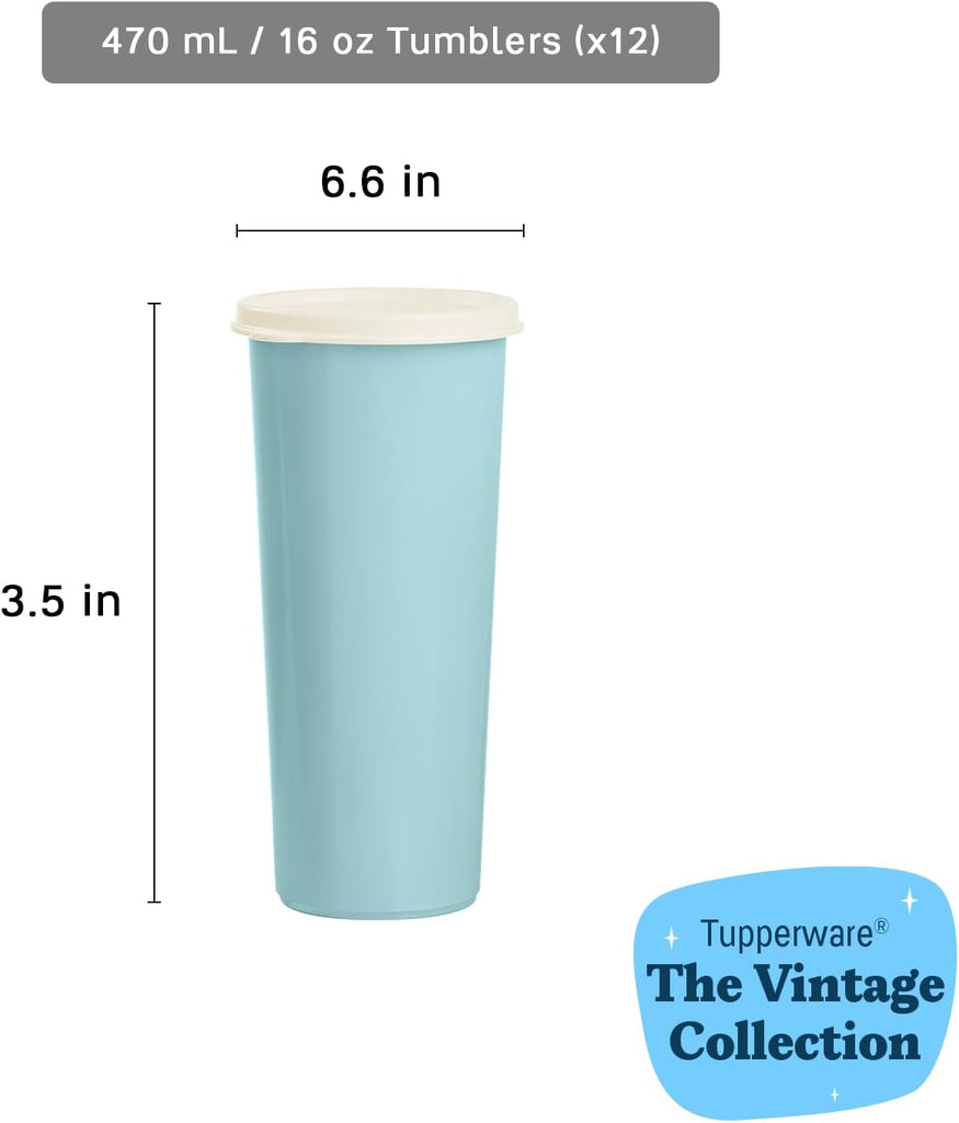 Tumbler Set in Multicolor, 12 Count, Dishwasher Safe and BPA Free (12 Tumblers, 12 Lids, 16 fl oz each)