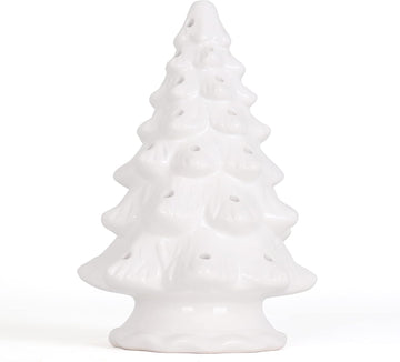 Blank Ceramic Christmas Tree - Lighted Vintage Miniature Tree (Medium, White)