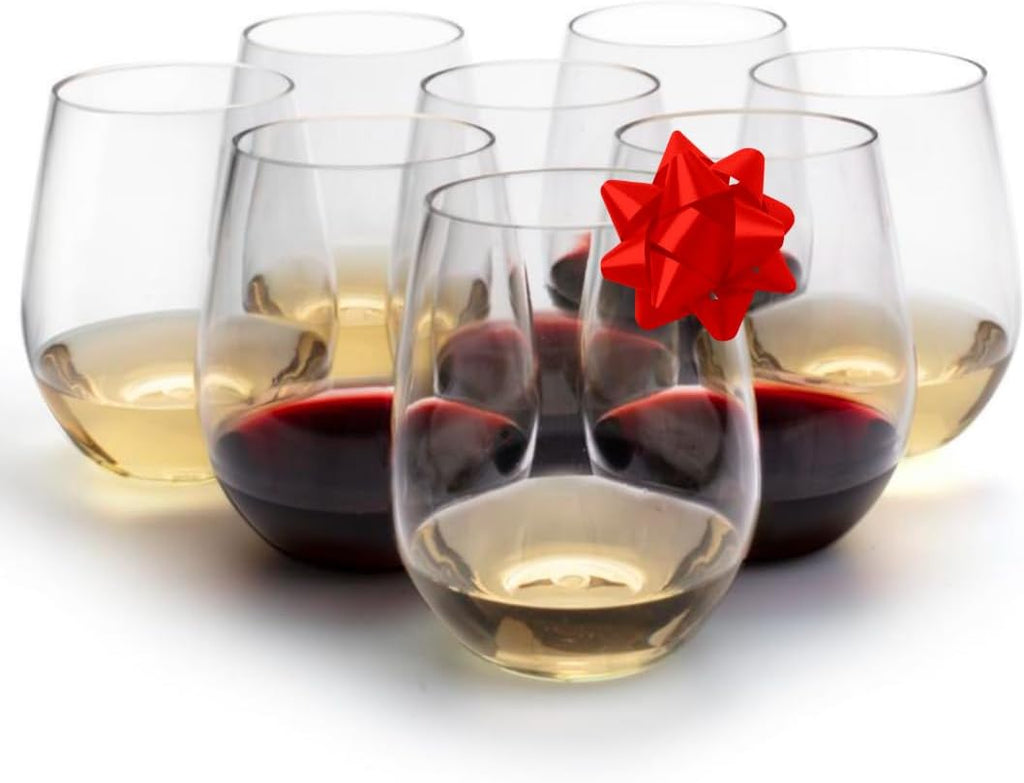 Unbreakable Tritan Wine Glasses, 20 oz (Set of 8) - Shatterproof, Crystal-Clear, BPA-Free Plastic Tumblers - Indoor &