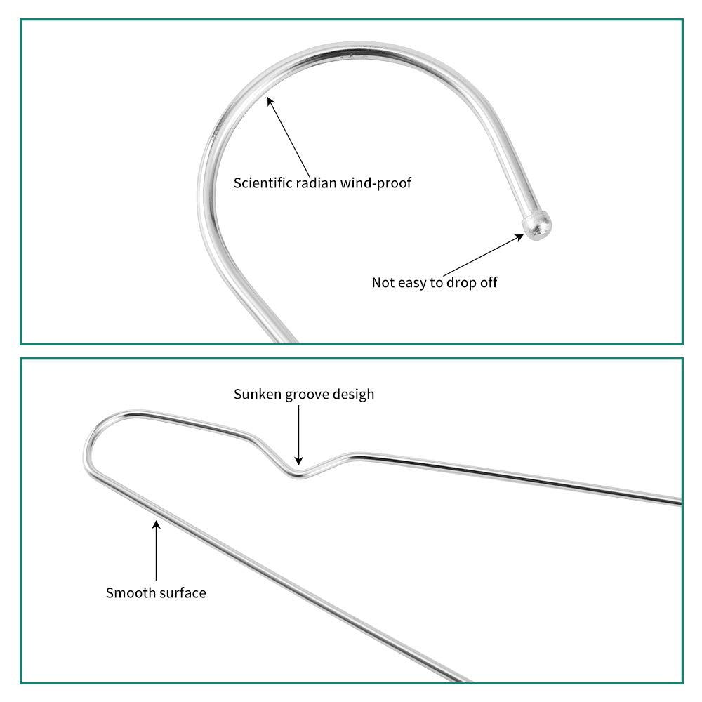Metal Hangers Clothing Heavy Duty for Closet Stainless Steel Hanger 16.5in by 80 Pack