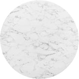 Lippa 47" Mid-Century Dining Table with Round Artificial Marble Top in White