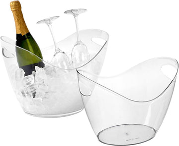 Ice Bucket 4 Liter Champagne Wine Bucket Clear Acrylic Beverage Tub Party Drinks Ice Tub for Wine, Champagne or - Set of 2