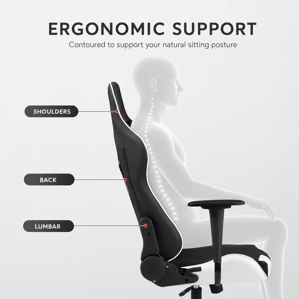 Gaming Chair Desk Chair Ergonomic High Computer Chair with Adjustable Lumbar Support, Armrests, and Racing-Inspired