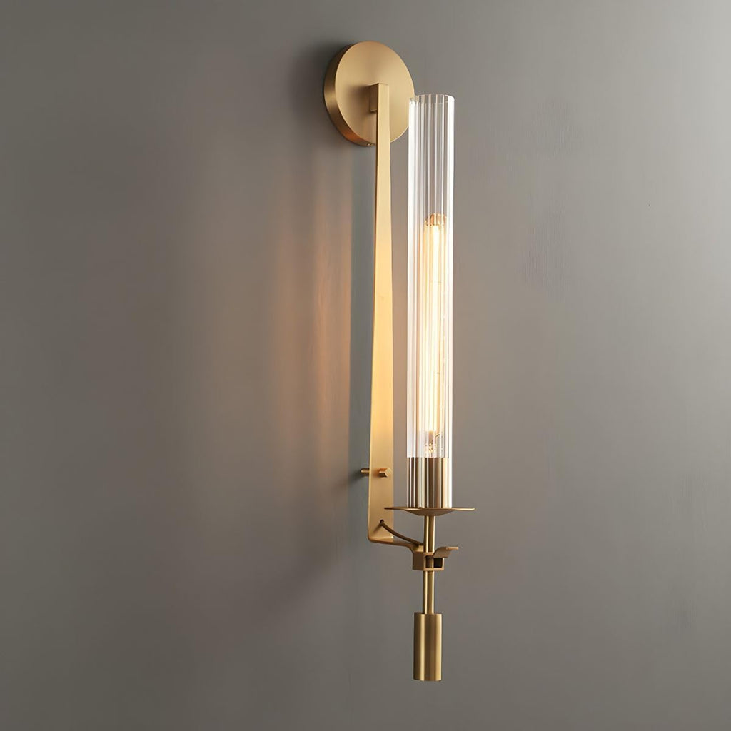 Gold Wall Sconce, 28 Inch Modern Metal Glass Wall Light Fixture, Wall Lamp for Living Room Bedroom Hallway (Pack of 1)