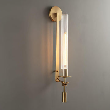 Gold Wall Sconce, 28 Inch Modern Metal Glass Wall Light Fixture, Wall Lamp for Living Room Bedroom Hallway (Pack of 1)