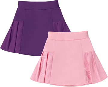 Girls Tennis Skirt Skorts for Girls High Waisted Athletic Pleated Skirts with Shorts for Golf Pickleball Running