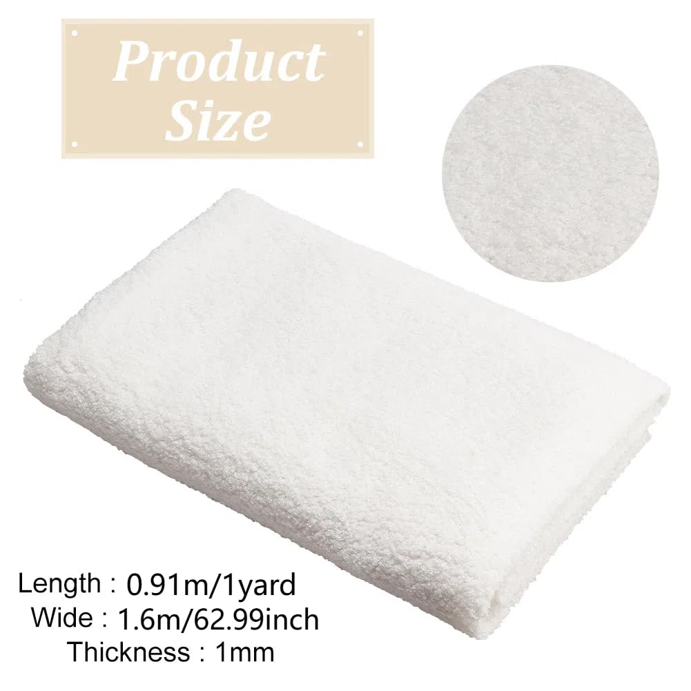1 Yards Teddy Bears Fabric for Stuffed Animals 63inches Wide White Knitted Teddy Plush Fabric Polyester Plush Fabric