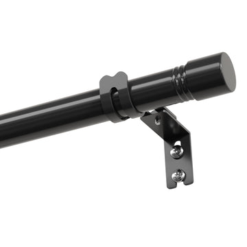 Black Long Curtain Rod Heavy Duty 1" Diameter, 30-150" Sectional Adjustable