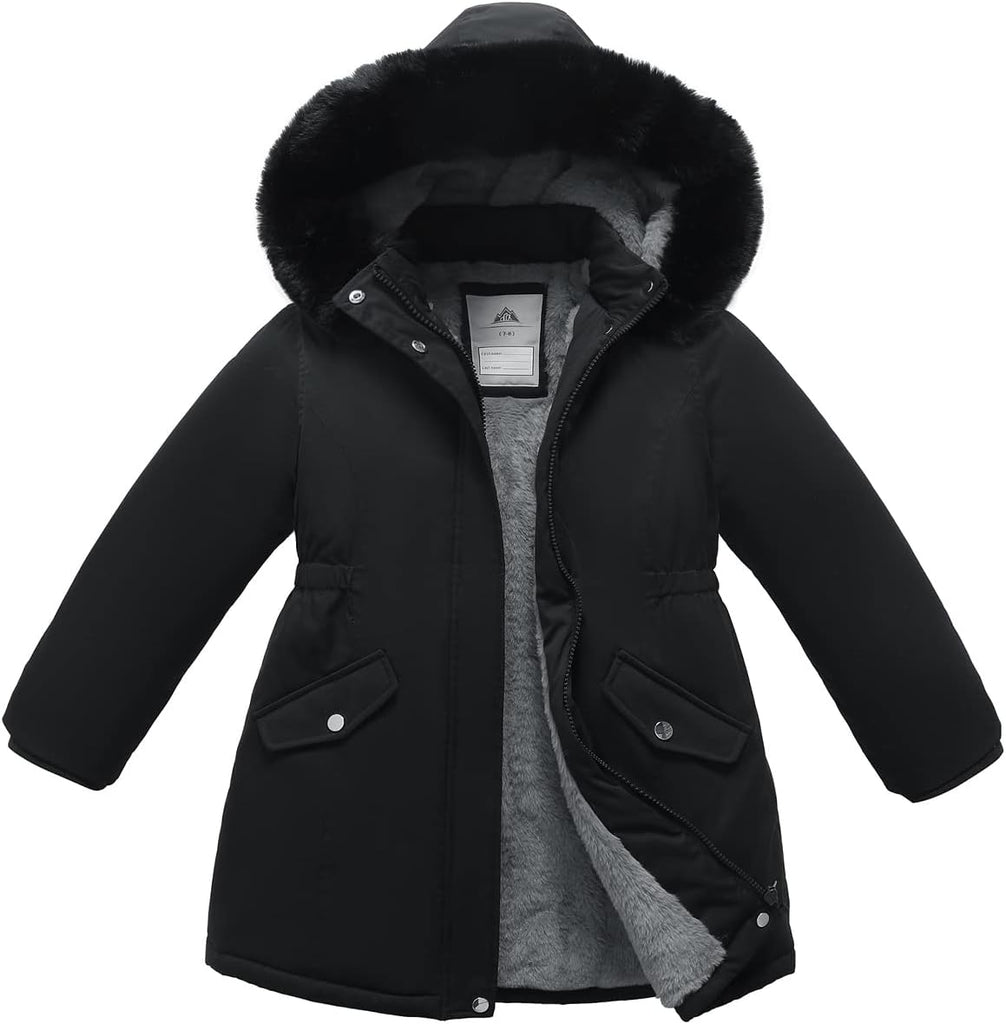 Girls Long Waterproof Winter Coat Kids Warm Hooded Parka