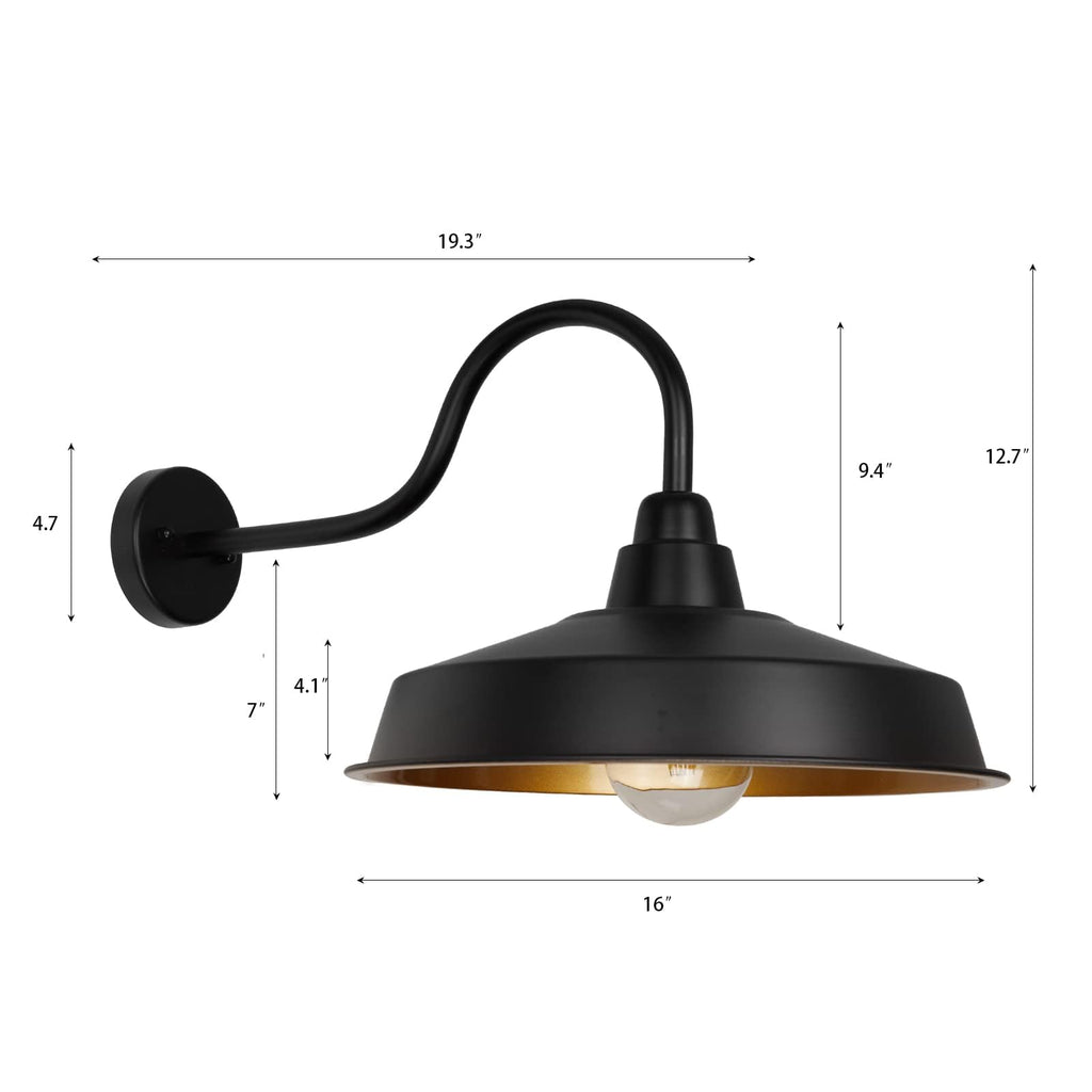 Barn Light Outdoor, 16 Inch Dome Large Farmhouse Exterior Light Fixture Wall Mount, Industrial Outdoor Wall Sconce