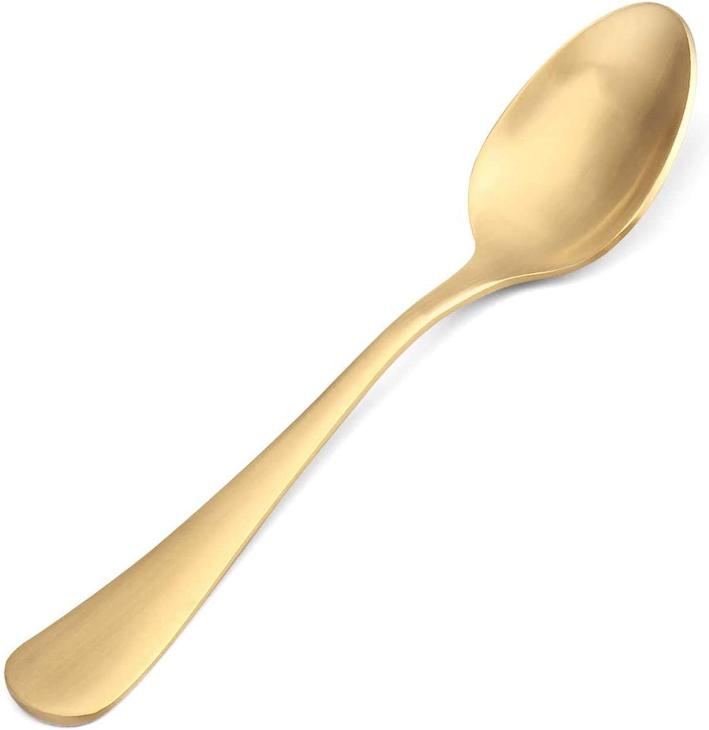 Satin Finish 40-Piece Stainless Steel Flatware Set, Matte Gold Silverware, Dishwasher Safe