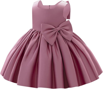 Flower Girl Dress for Wedding Sleeveless Satin Bowknot Tulle Tutu Bridesmaid Baptism Pageant Birthday Party Prom Gown