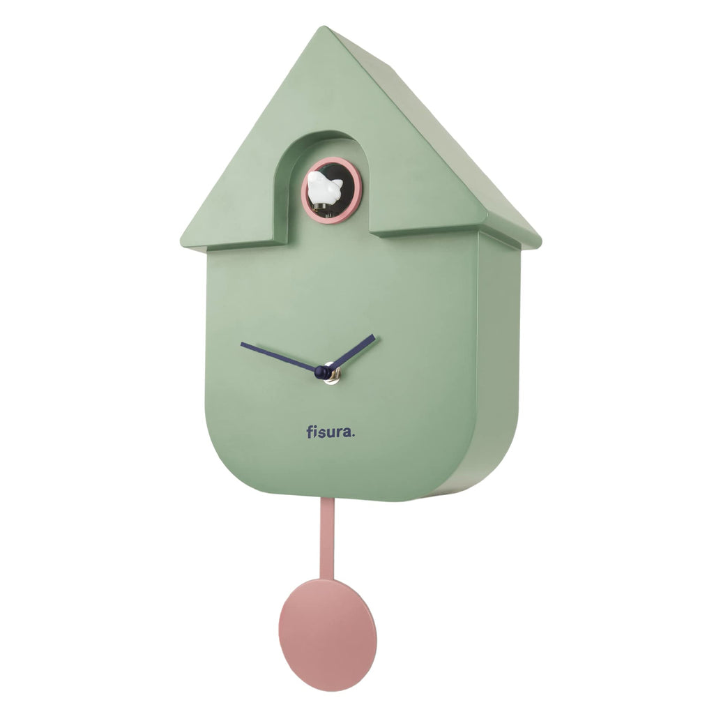 Cuckoo Wall Clock Decor, Mint & Pink