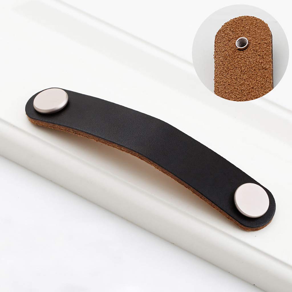 8 Pack Soft Genuine Leather Drawer Pulls Handle,Wardrobe Cabinets Kitchen Closet Knobs Door Pulls Handles knobs