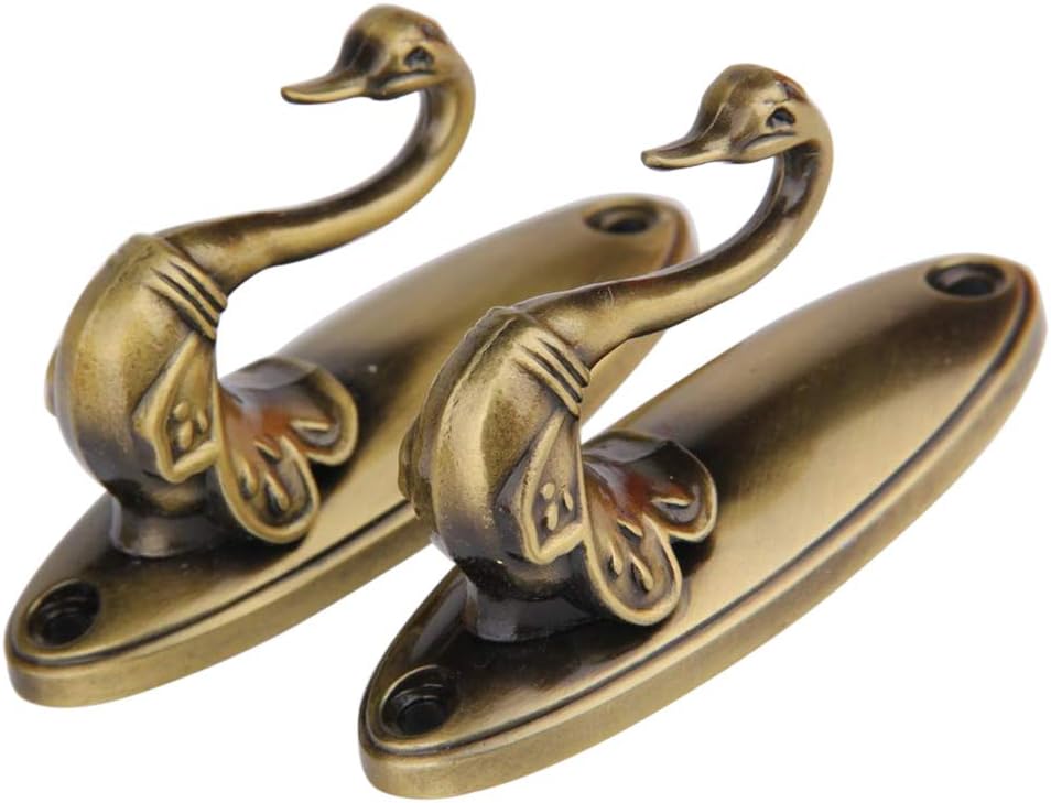 Pair of Swan Style Drapery Curtain Holdbacks Tieback Hooks Tiebacks, U-Shaped Metal Curtain Hooks for Wall, Vintage