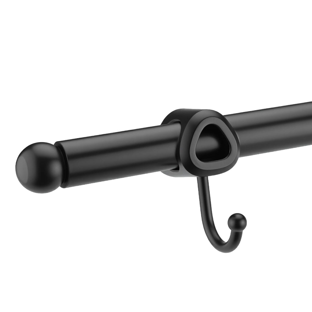 Valet Rod for Closet Pull Out with Hooks, Easy To Install (Black/2 Pack, 14 Inch)