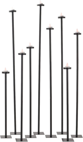 9-Piece Black Floor Candle Holders Set - 42" Tall Tiered Candelabra, Adjustable Iron Tealight Stands, DIY Home Decor